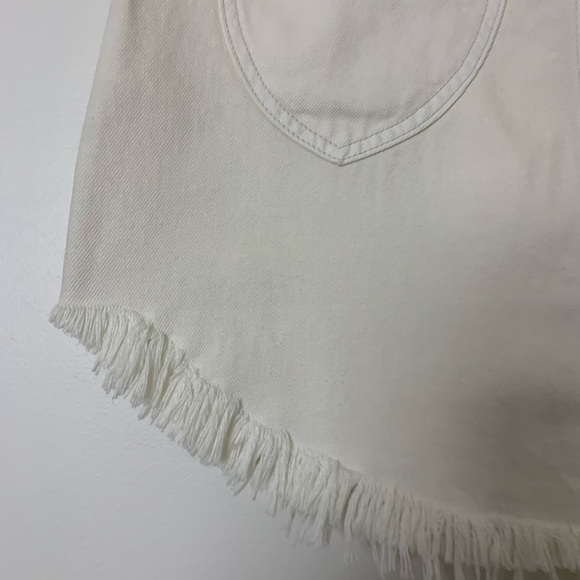 We The Free Fringe Scoop Hem Denim Mini Skirt Size 27 Cream - Picture 3 of 10